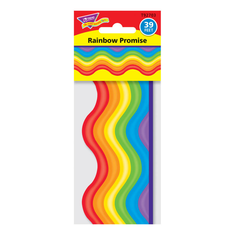 Trend Terrific Trimmer Decorative Scalloped Border, 2-1/4in x 39in, Rainbow Promise, Pack Of 12 (Min Order Qty 12) MPN:T-92703