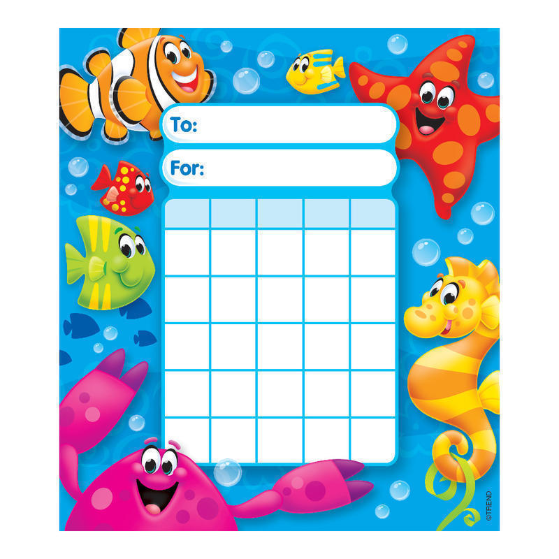 TREND Incentive Pad, Sea Buddies, 5 1/4in x 6in, Assorted Colors, Pad Of 36 Charts (Min Order Qty 16) MPN:T73065MP