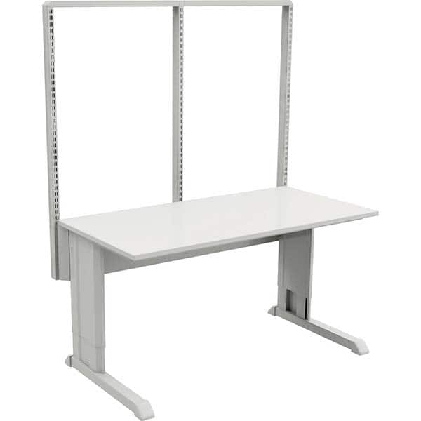 Stationary Work Benches, Tables, Bench Style: Work Bench with Double Bay Uprights , Edge Type: Molded , Leg Style: C-Leg (Cantilever) MPN:14-C10041645