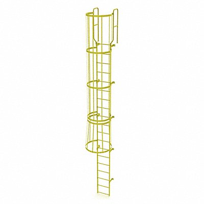 Ladder Steel WalkThru Fixed Cage 19-Rung MPN:WLFC1219-Y