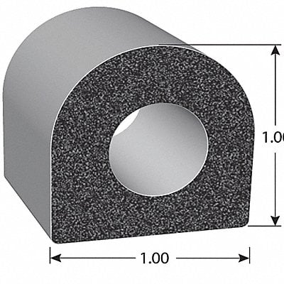 Rubber Seal D-Shaped Thick 1in H 100ft L MPN:X1678HT-100