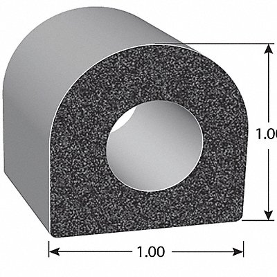 Rubber Seal D-Shaped Thick 1in H 25 ft L MPN:X1678HT-25