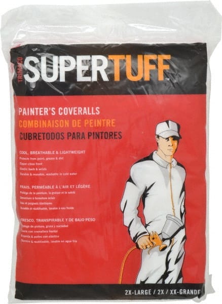 Disposable Coveralls: Size 2X-Large, Polypropylene, Zipper Closure MPN:09907