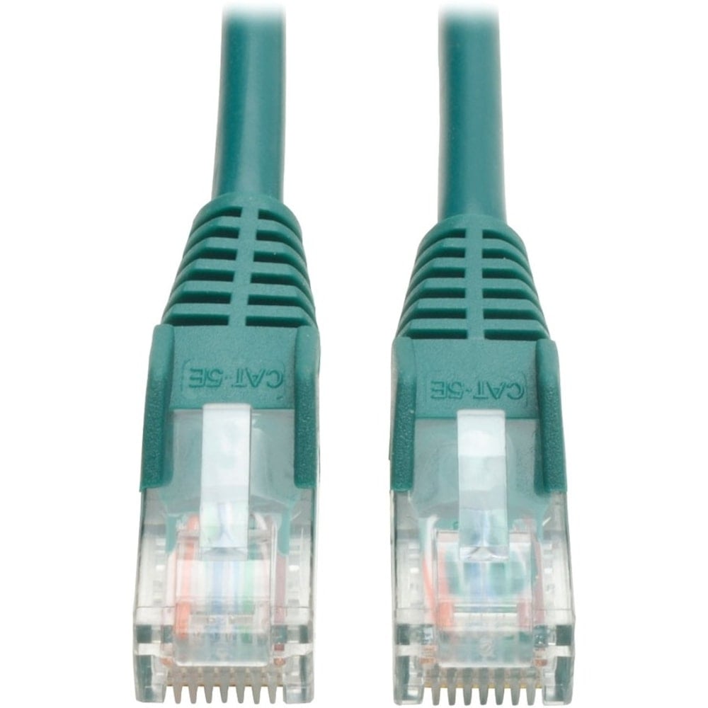 Eaton Tripp Lite Series Cat5e 350 MHz Snagless Molded (UTP) Ethernet Cable (RJ45 M/M), PoE - Green, 25 ft. (7.62 m) - Patch cable - RJ-45 (M) to RJ-45 (M) - 25 ft - UTP - CAT 5e - molded, snagless, stranded - green (Min Order Qty 7) MPN:N001-025-GN