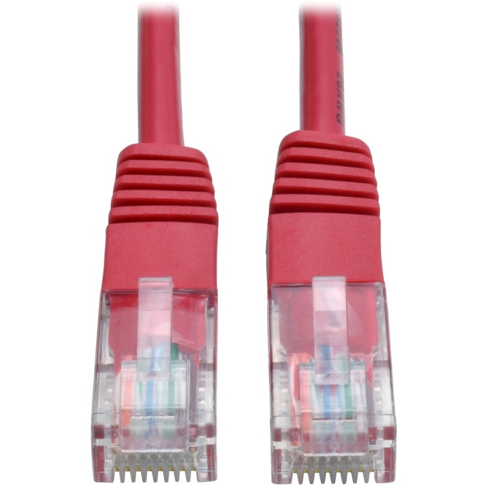 Eaton Tripp Lite Series Cat5e 350 MHz Molded (UTP) Ethernet Cable (RJ45 M/M), PoE - Red, 5 ft. (1.52 m) - Patch cable - RJ-45 (M) to RJ-45 (M) - 5 ft - UTP - CAT 5e - molded, stranded - red (Min Order Qty 13) MPN:N002-005-RD