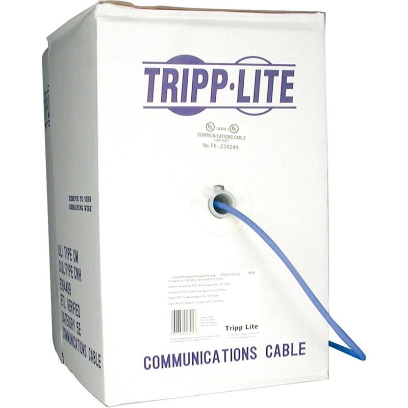 Eaton Tripp Lite Series Cat5e 350 MHz Stranded-Core (UTP) PVC Bulk Ethernet Cable - Blue, 1000 ft. (304.8 m), TAA - Bulk cable - 1000 ft - UTP - CAT 5e - riser, stranded - blue MPN:N020-01K-BL