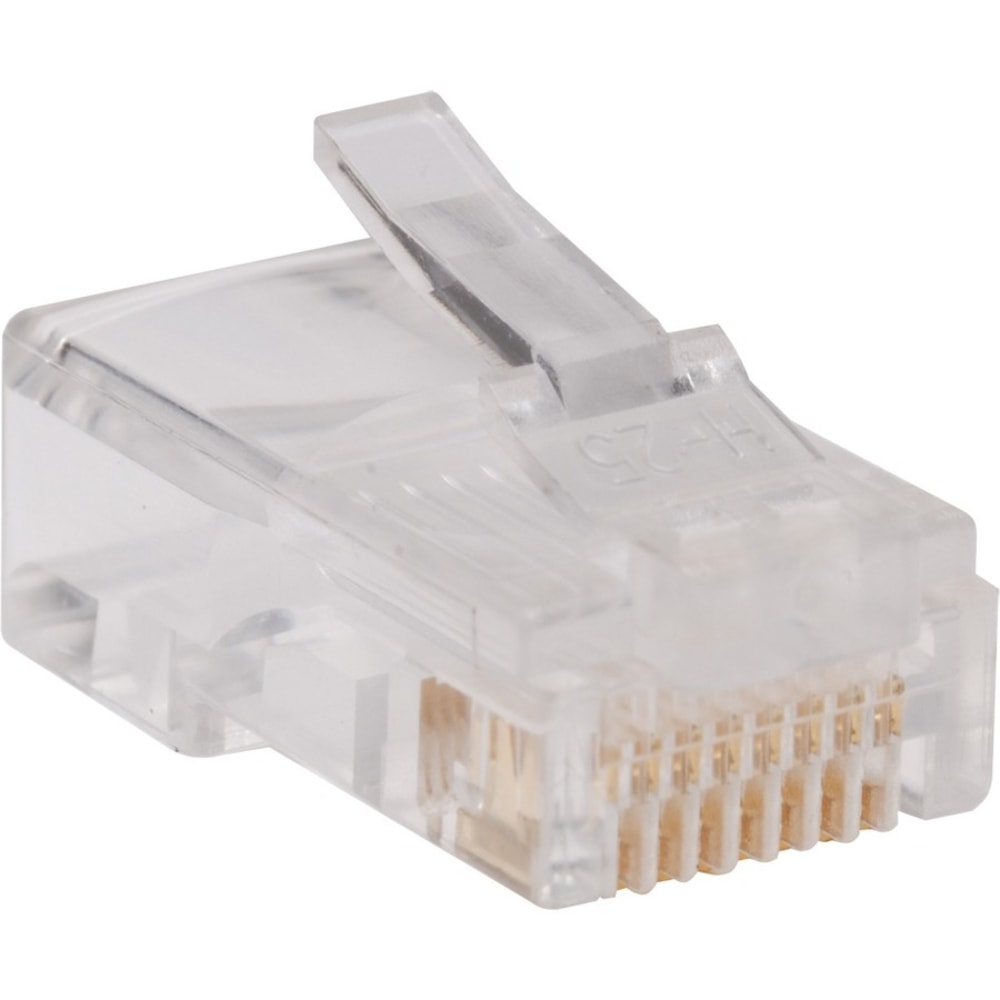 Tripp Lite RJ45 for Flat Solid / Standard Conductor 4-Pair Cat5e Cat5 Cable 100 Pack - Network connector - RJ-45 (M) - CAT 5e - solid, stranded (pack of 100) (Min Order Qty 2) MPN:N030-100-FL