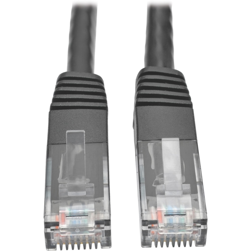 Tripp Lite Cat6 Gigabit Molded Patch Cable (RJ45 M/M), Black, 100 ft - First End: 1 x RJ-45 Male Network - Second End: 1 x RJ-45 Male Network - 1 Gbit/s - Patch Cable - Gold Plated Contact - 24 AWG - Black (Min Order Qty 3) MPN:N200-100-BK