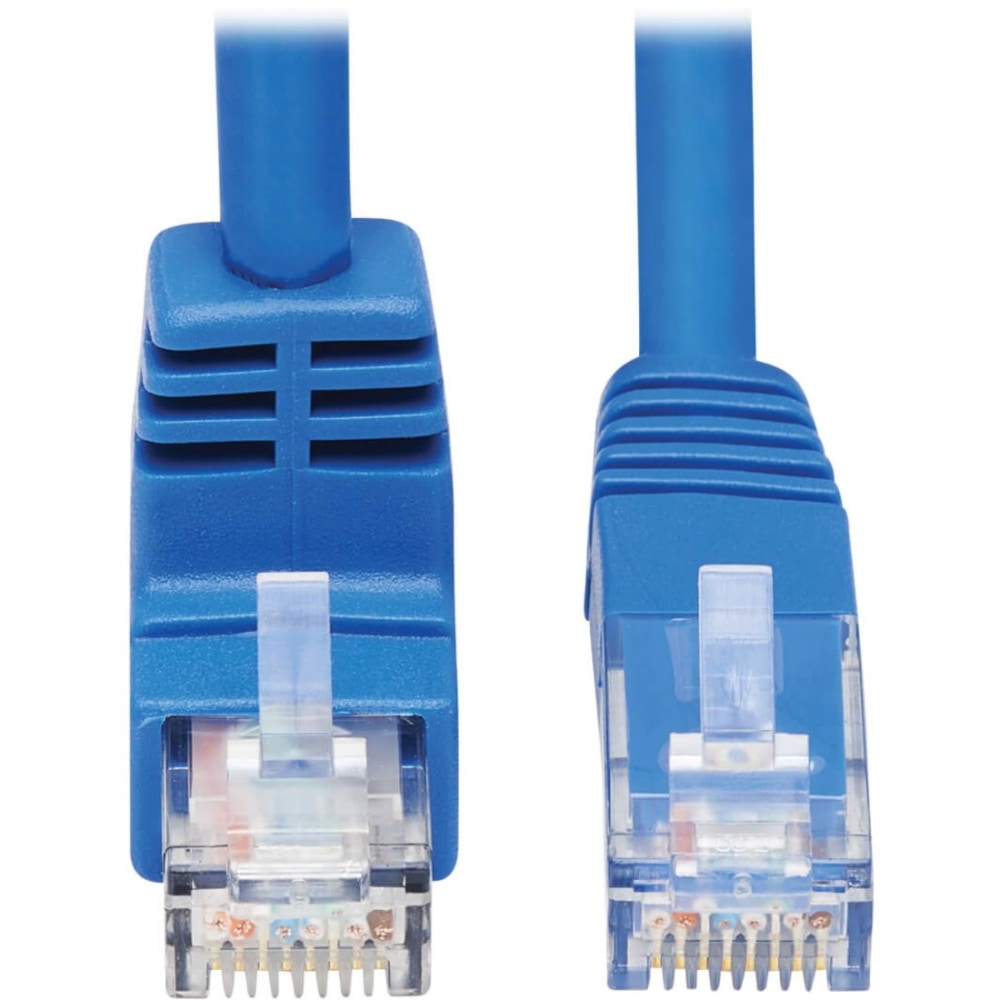 Tripp Lite Cat6 Ethernet Cable Down Right Angled UTP Molded M/M Blue 15ft - 15 ft Category 6 Network Cable for Network Device, Patch Panel, Switch, Printer, Computer, Photocopier, Router, Modem, Server, VoIP Device, Rack Cabinet, .. - (Min Order Qty 5) MP