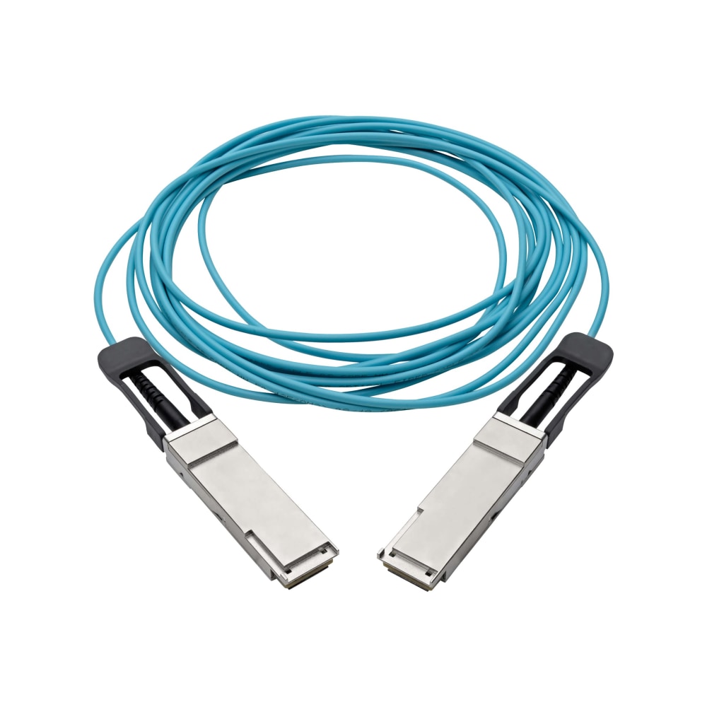 Eaton Tripp Lite Series QSFP+ to QSFP+ Active Optical Cable - 40Gb, AOC, M/M, Aqua, 5M (16.4 ft.) - 16.40 ft Fiber Optic Network Cable for Switch, Server, Router, Network Device - First End: 1 x QSFP+ Network - Male - Second End: 1 x QSFP+ Network MPN:N28