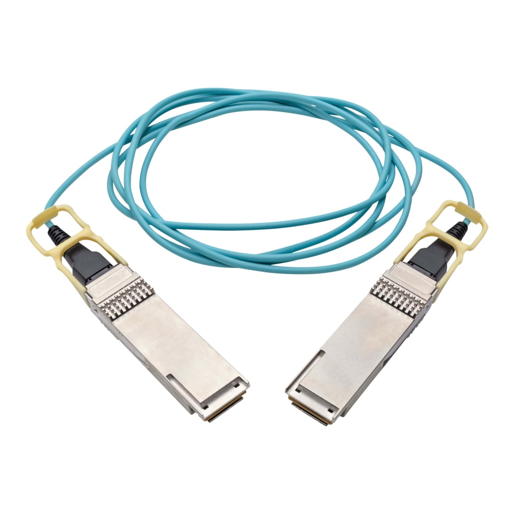 Eaton Tripp Lite Series QSFP28 to QSFP28 Active Optical Cable - 100GbE, AOC, M/M, Aqua, 1M (3.28 ft.) - 3.30 ft Fiber Optic Network Cable for Switch, Server, Router, Network Device - First End: 1 x QSFP28 Network - Male MPN:N28H-01M-AQ