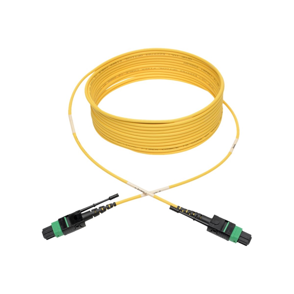 Eaton Tripp Lite Series MTP/MPO (APC) Singlemode Patch Cable (F/F), 12 Fiber, 40/100 GbE, QSFP+ 40GBASE-PLR4, Plenum, Push/Pull Tab, Yellow, 5 m (16 ft.) - Fiber Optic for Network Device, Switch, Hub, Router, Patch Panel - 12.50 GB/s - Patch Cable MPN:N39