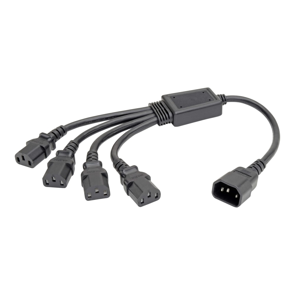 Eaton Tripp Lite Series Power Cord Splitter, C14 to 4xC13 PDU Style - 10A, 250V, 18 AWG, 18-in. (45.72 cm), Black - Power extension cable - IEC 60320 C14 to power IEC 60320 C13 - AC 100-250 V - 10 A - 1.5 ft - black (Min Order Qty 3) MPN:P004-18N-4XC13