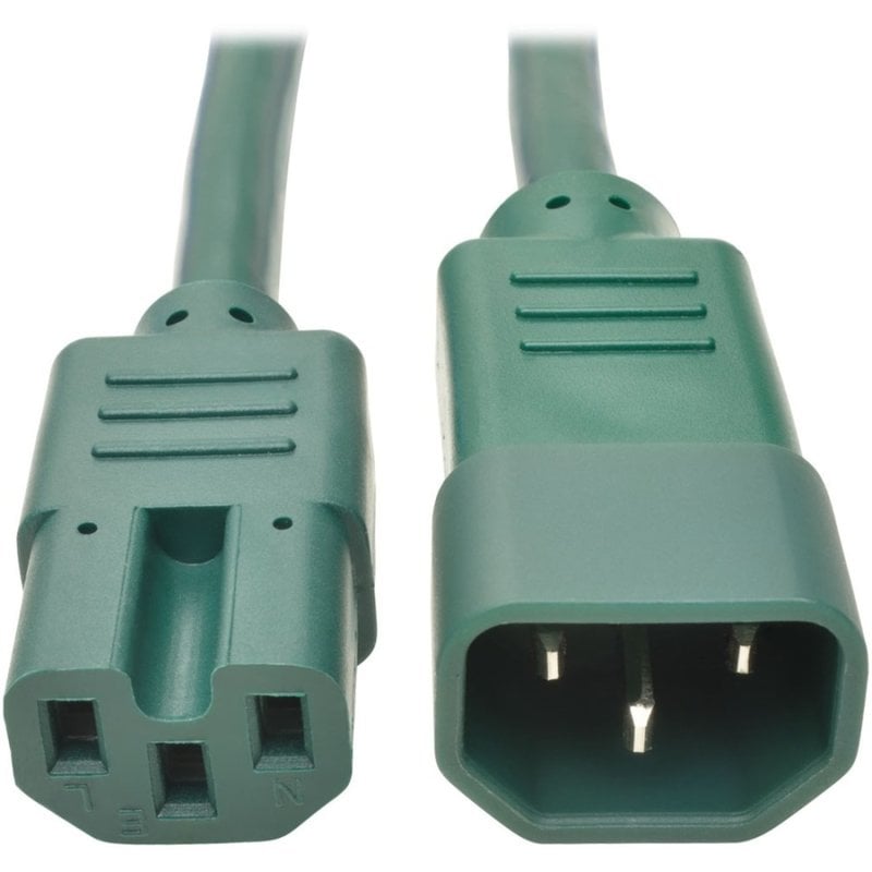 Eaton Tripp Lite Series Power Cord C14 to C15 - Heavy-Duty, 15A, 250V, 14 AWG, 2 ft. (0.61 m), Green - Power extension cable - IEC 60320 C14 to IEC 60320 C15 - 2 ft - green (Min Order Qty 5) MPN:P018-002-AGN