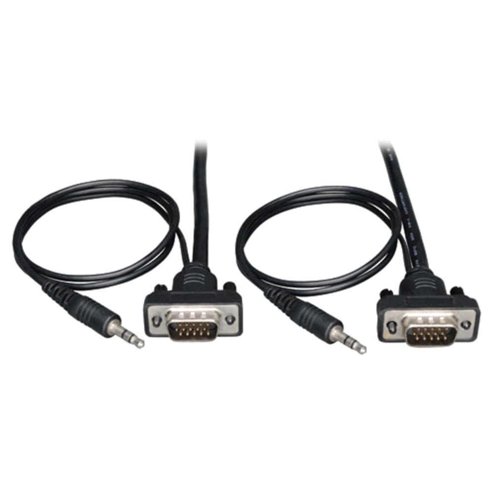 Eaton Tripp Lite Series Low-Profile High Resolution SVGA/VGA Monitor Cable with Audio and RGB Coaxial (HD15 M/M), 3 ft. (0.91 m) - VGA cable - HD-15 (VGA), mini-phone stereo 3.5 mm (M) to HD-15 (VGA), mini-phone stereo 3.5 mm (M) - 3  (Min Order Qty 4) MP