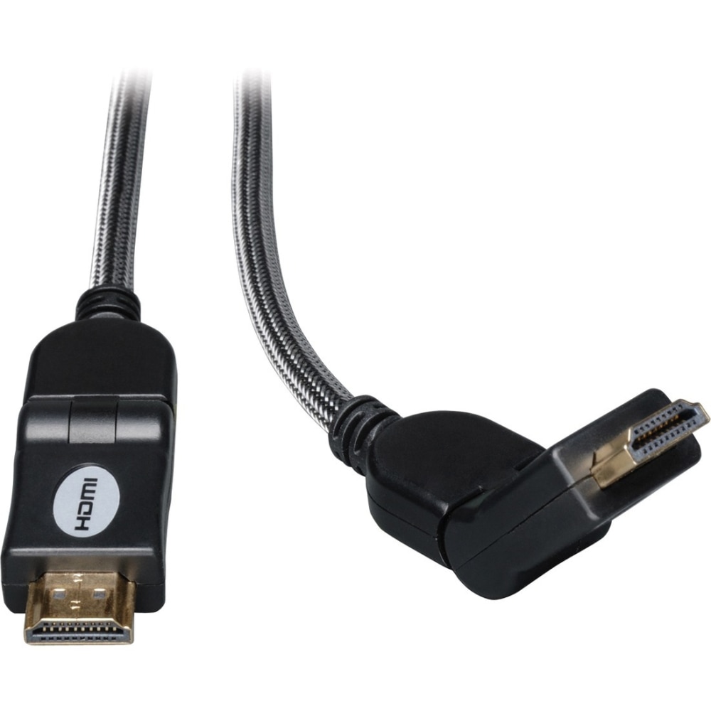 Eaton Tripp Lite Series High-Speed HDMI Cable with Swivel Connectors, Digital Video with Audio, UHD 4K (M/M), 3 ft. (0.91 m) - HDMI cable - HDMI male to HDMI male - 3 ft - triple shielded (Min Order Qty 4) MPN:P568-003-SW