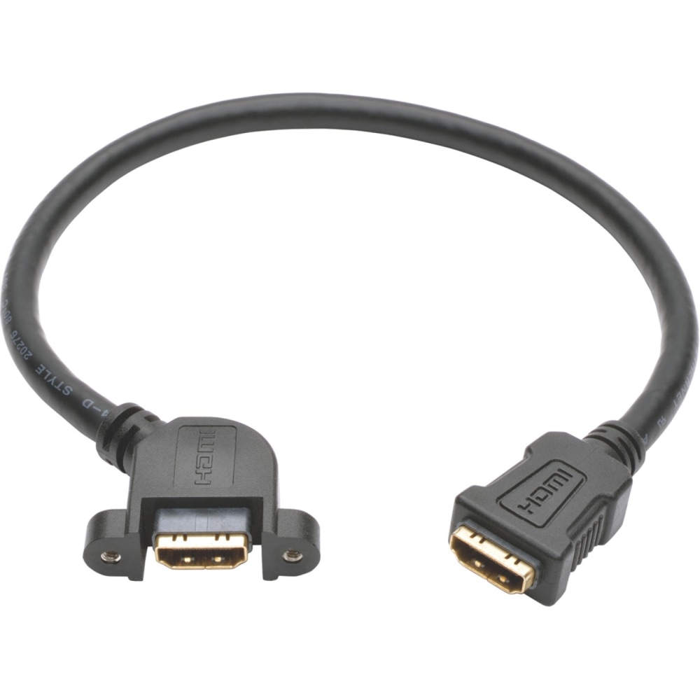 Eaton Tripp Lite Series High-Speed HDMI Cable with Ethernet, Digital Video with Audio (F/F), Panel Mount, 1 ft. (0.31 m) - HDMI extension cable with Ethernet - HDMI male to HDMI female - 1 ft - shielded - black (Min Order Qty 5) MPN:P569-001-FF-APM