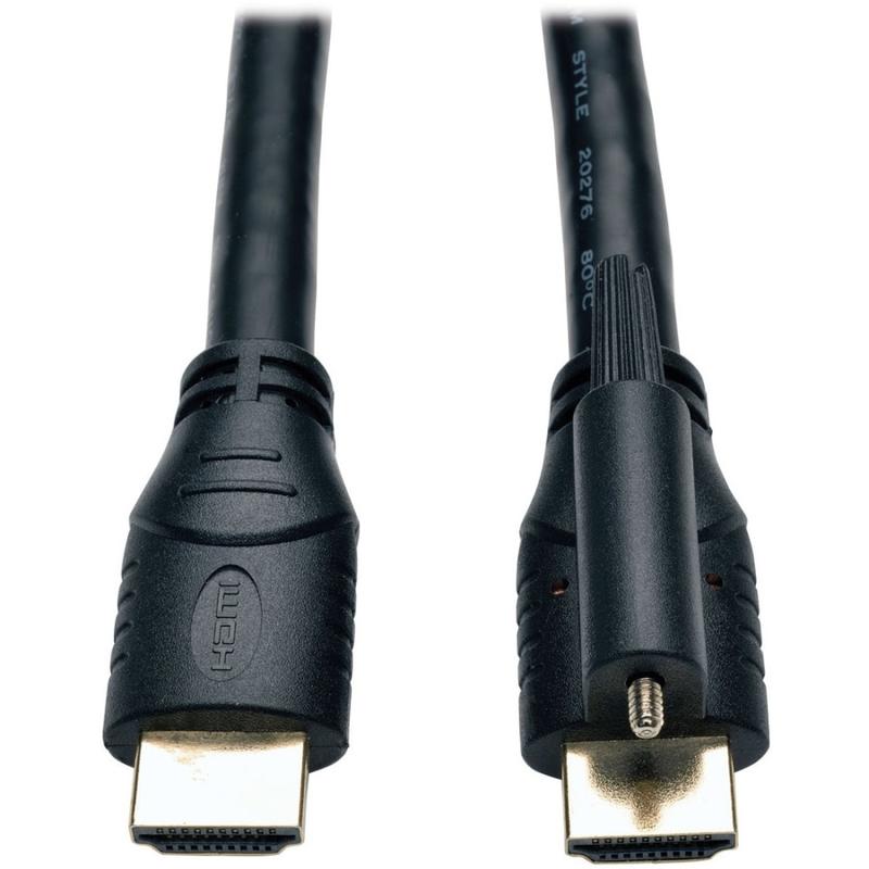 Eaton Tripp Lite Series High Speed HDMI Cable with Ethernet and Locking Connector, UHD 4K, 24AWG (M/M), 15 ft. (4.57 m) - HDMI cable with Ethernet - HDMI male to HDMI male - 15 ft - black (Min Order Qty 2) MPN:P569-015-LOCK