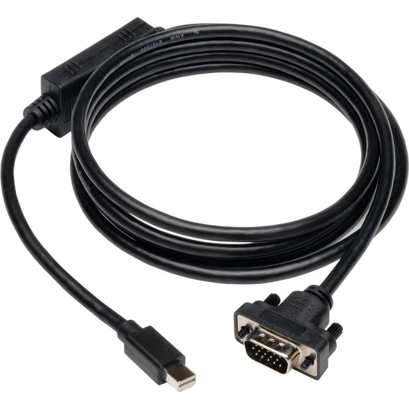 Tripp Lite 10ft Mini DisplayPort to VGA Adapter Active Converter mDP to VGA 1920 x 1200 DPort 1.2 M/M - 10ft - 1 x HD-15 Male VGA - 1 x Mini DisplayPort Male Digital Video - Gold-plated Contacts, Nickel Plated - Shielding - Black (Min Order Qty 2) MPN:P58