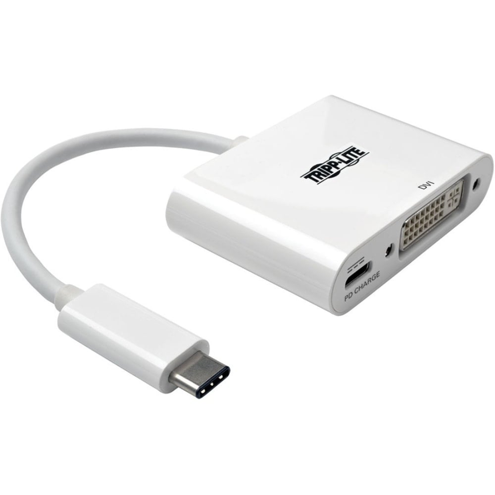 Eaton Tripp Lite Series USB C to DVI Video Adapter Converter w/ USB-C PD Charging, USB Type C to DVI, USB-C to DVI, USB Type-C to DVI - External video adapter - USB-C 3.1 - DVI - white (Min Order Qty 2) MPN:U444-06N-D-C