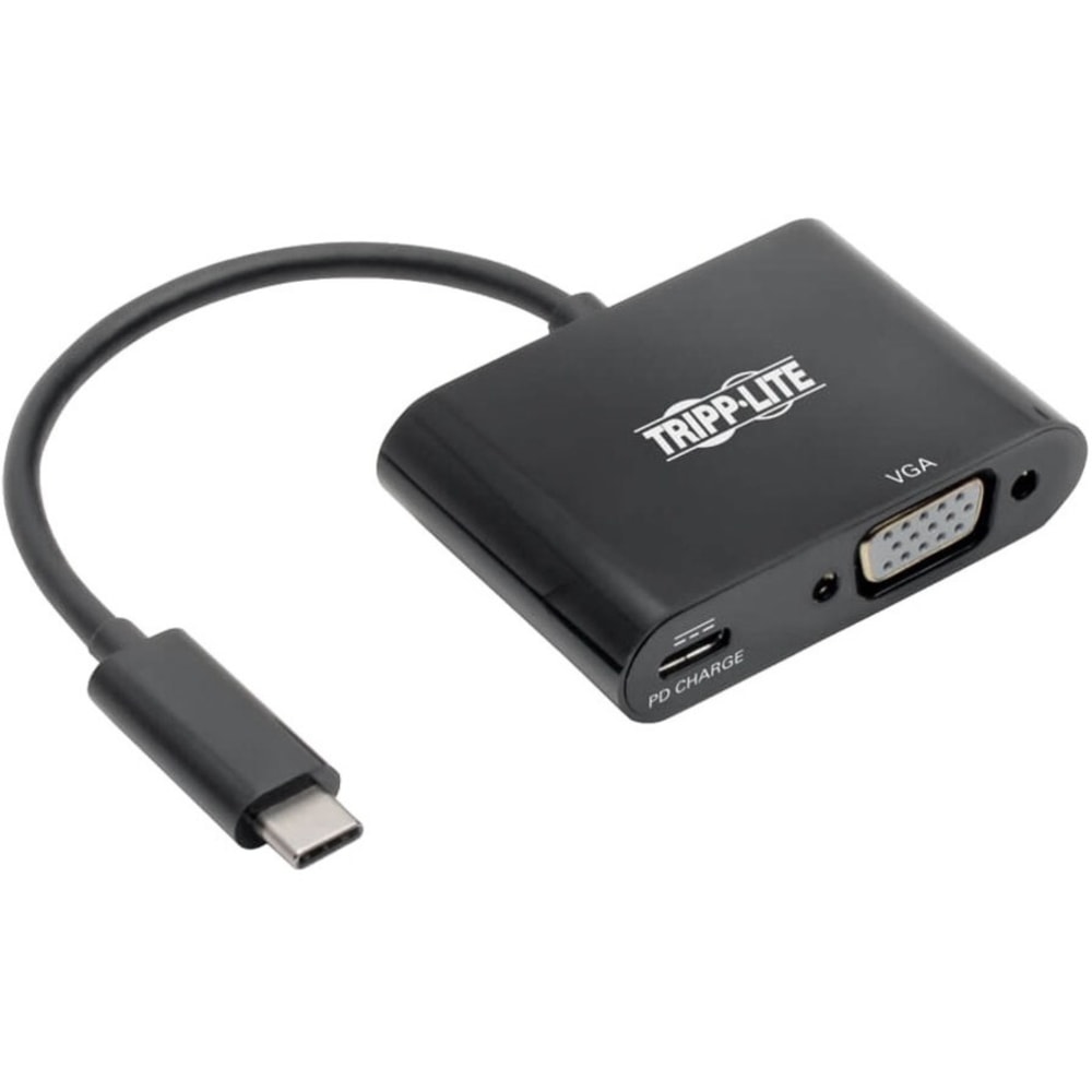 Eaton Tripp Lite Series USB-C to VGA Adapter w/PD Charging - USB 3.1 Gen 1, 1920 x 1080 (1080p), Thunderbolt 3, Black, USB Type C to VGA - Docking station - USB-C 3.1 / Thunderbolt 3 - VGA (Min Order Qty 3) MPN:U444-06N-VB-C