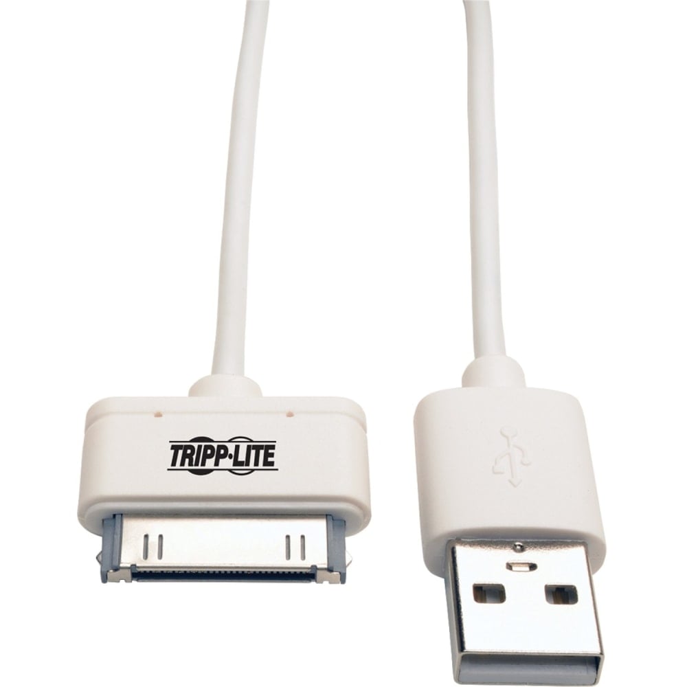 Tripp Lite 3ft USB/Sync Charge Cable 30-Pin Dock Connector for Apple White 3ft - Charging / data cable - Apple Dock male to USB male - 3.3 ft - white (Min Order Qty 6) MPN:M110-003-WH