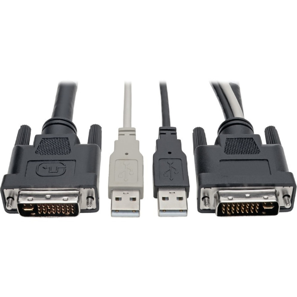 Tripp Lite DVI to USB-A Dual KVM Cable Kit 2x Male 2x Male 1080p @60Hz 10ft - First End: 1 x DVI-I (Dual-Link) Male Digital Video - Second End: 1 x DVI-I (Dual-Link) Male Digital Video, Second End: 2 x USB Type A Male - 60 MB/s - Blac (Min Order Qty 2) MP