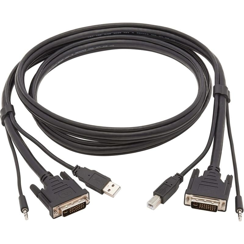 Tripp Lite DVI KVM Cable Kit 3 in 1 DVI, USB 3.5mm Audio 3xM/3xM Black 6ft - Supports up to 2560 x 1600 - Gold Plated Contact - Black (Min Order Qty 2) MPN:P784-006