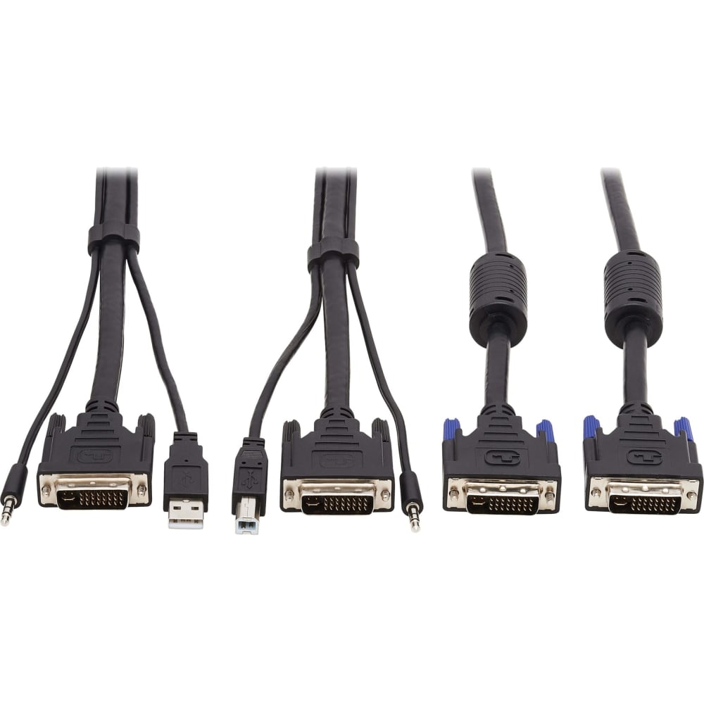 Tripp Lite Dual DVI KVM Cable Kit 3 in 1 DVI USB 3.5mm Audio 3xM/3xM 6ft - 60 MB/s - Supports up to 2560 x 1600 - Black (Min Order Qty 2) MPN:P784-006-DV