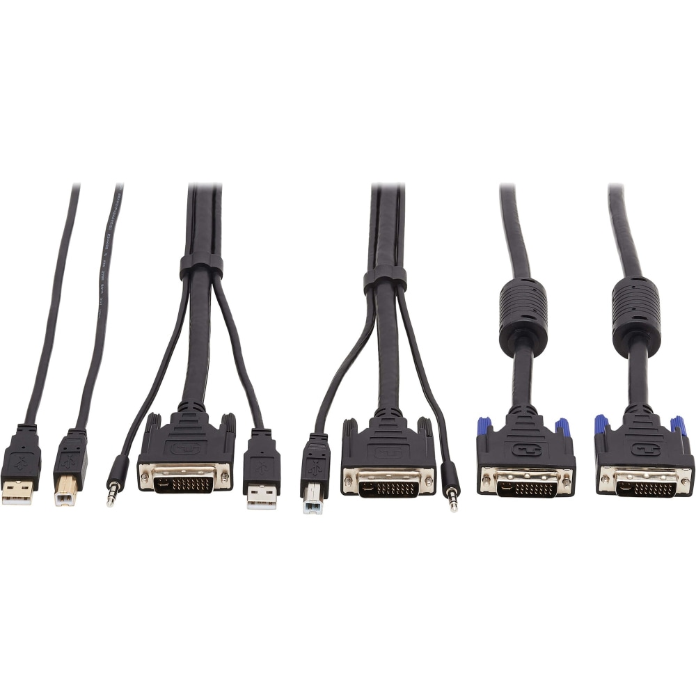 Tripp Lite DVI KVM Cable Kit DVI USB 3.5mm Audio 3xM/M USB M/M DVI M/M 6ft - Supports up to 2560 x 1600 - Black (Min Order Qty 2) MPN:P784-006-DVU