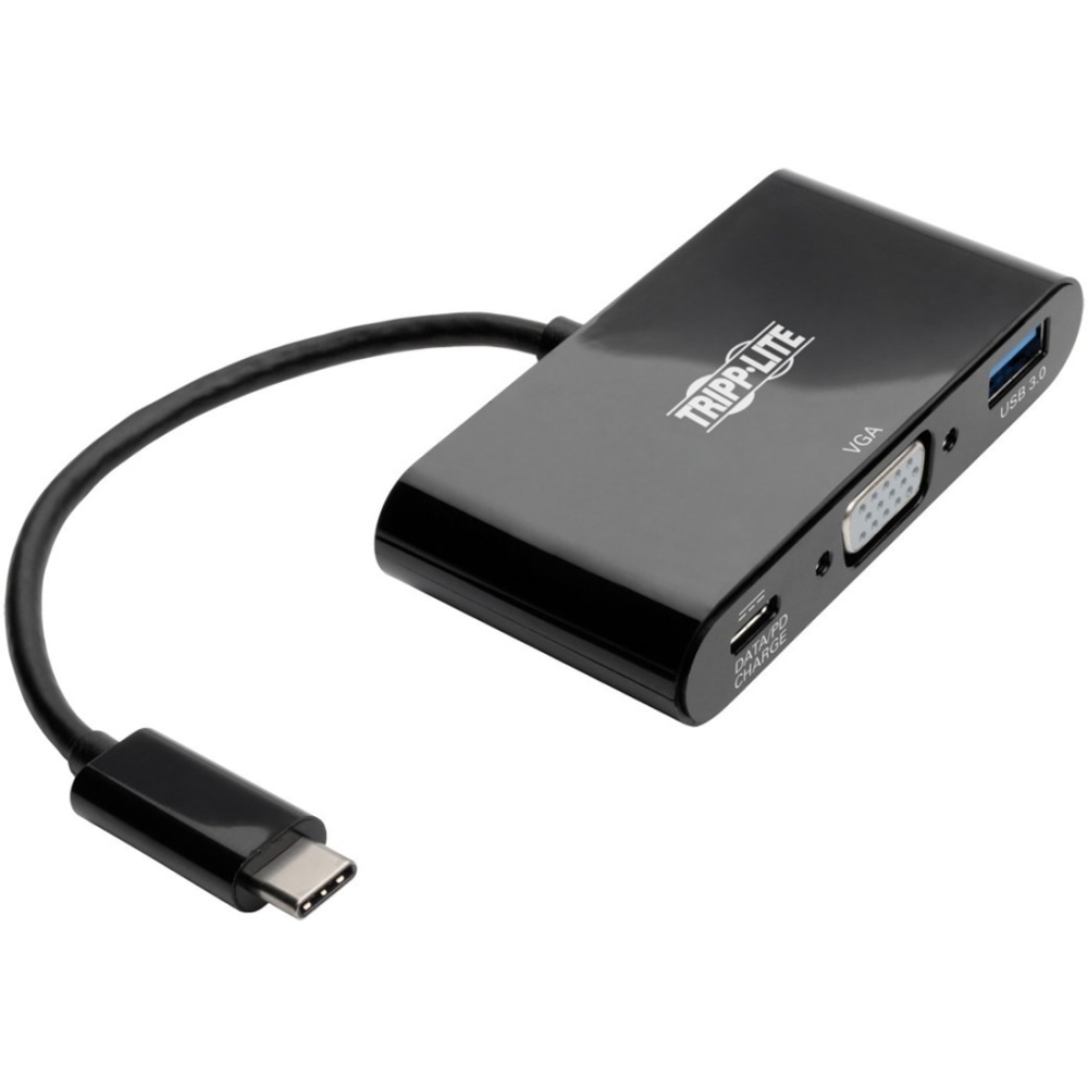 Tripp Lite USB C to VGA Multiport Adapter Converter w/ USB Hub PD Charging 1080p Black, Thunderbolt 3 Compatible, USB Type C, USB-C, USB Type-C - for Notebook/Tablet PC/Desktop PC/Smartphone (Min Order Qty 2) MPN:U444-06N-VUB-C