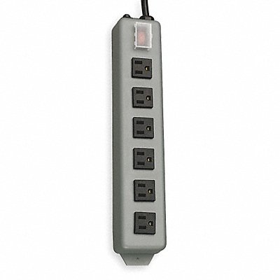 Outlet Strip 6 Outlet 15A 12-1/2 L Gry MPN:UL24RA-15