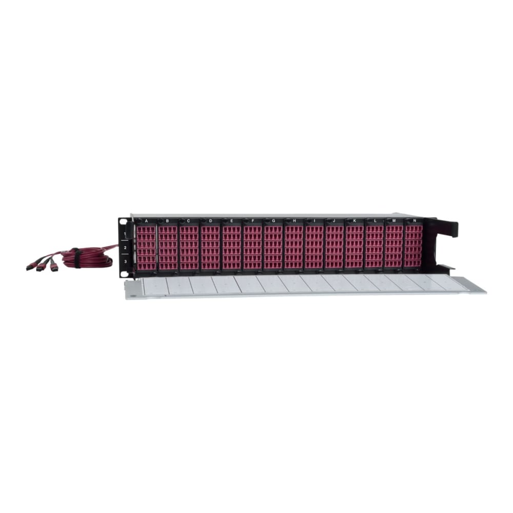 Eaton Tripp Lite Series 50/125 OM4 Pre-assembled 40GB-10GB Patch Panel 42 MTP QSFP-168LC - Patch panel - LC MM X 168 - black - 2U - 19in - 168 ports MPN:N48K-42M8L168-B