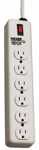 Power Outlet Strips, Amperage: 15 A, Amperage: 15 A, Voltage: 120 V, Number of Outlets: 6, Number Of Outlets: 6, Mounting Type: Free Hanging, Keyhole MPN:DG206