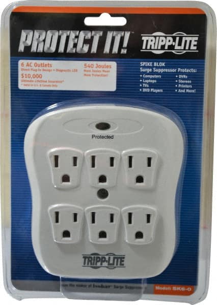 6 Outlets, 120 Volts, 15 Amps, Power Outlet Strip MPN:SK6-0/SPIKEBLOK