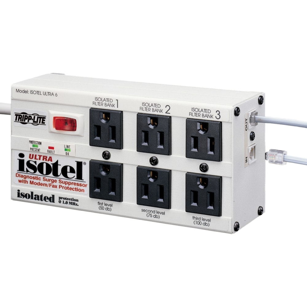 Tripp Lite 6-outlet Surge Protector MPN:ISOTEL6 ULTRA