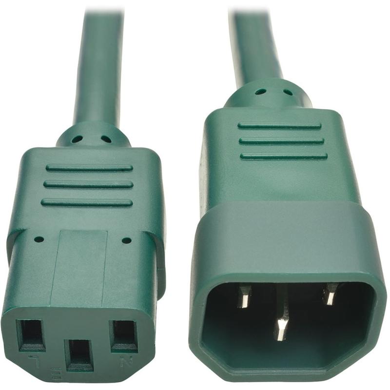 Eaton Tripp Lite Series PDU Power Cord, C13 to C14 - 10A, 250V, 18 AWG, 3 ft. (0.91 m), Green - Power extension cable - IEC 60320 C14 to power IEC 60320 C13 - AC 100-250 V - 10 A - 3 ft - green (Min Order Qty 9) MPN:P004-003-AGN