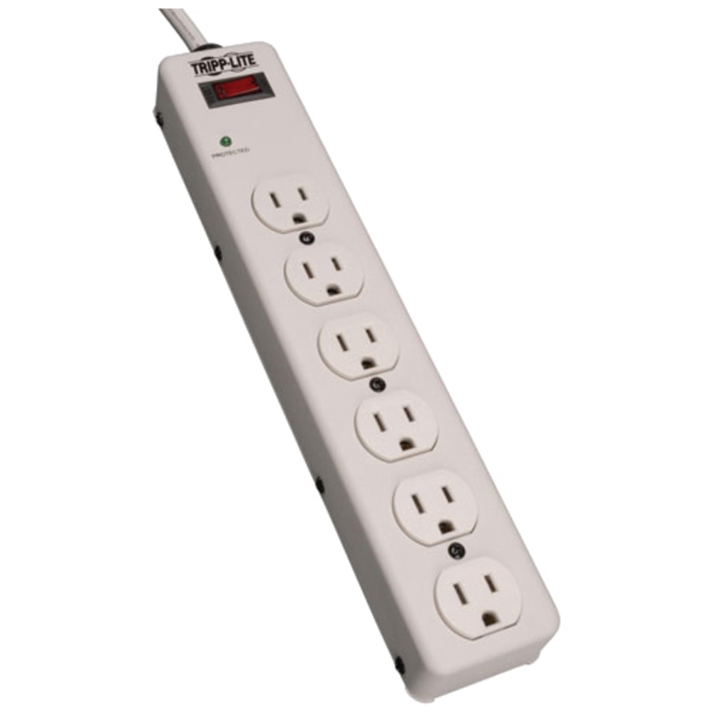 Tripp Lite Surge Protector Power Strip 120V 6 Outlet Metal 6ft Cord 900 Joule - Surge protector - 15 A - AC 120 V - output connectors: 6 - white - for P/N: CLAMPUSBLK, CLAMPUSW (Min Order Qty 2) MPN:TLM606