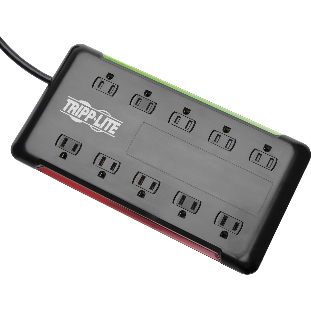 Tripp Lite 10-Outlet Surge Protector Power Strip 6ft Cord 2880 Joules Black - Surge protector - 15 A - AC 120 V - 1800 Watt - output connectors: 10 - 6.6 ft cord - black (Min Order Qty 2) MPN:TLP1006B