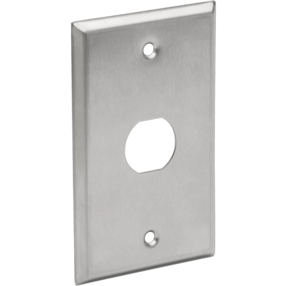 Eaton Tripp Lite Series RJ45 Bulkhead Wall Plate 1 Cutout Industrial Metal Single Gang TAA - Faceplate - wall mountable - RJ-45 - silver - 1-gang - TAA Compliant (Min Order Qty 6) MPN:N206-FP01-IND