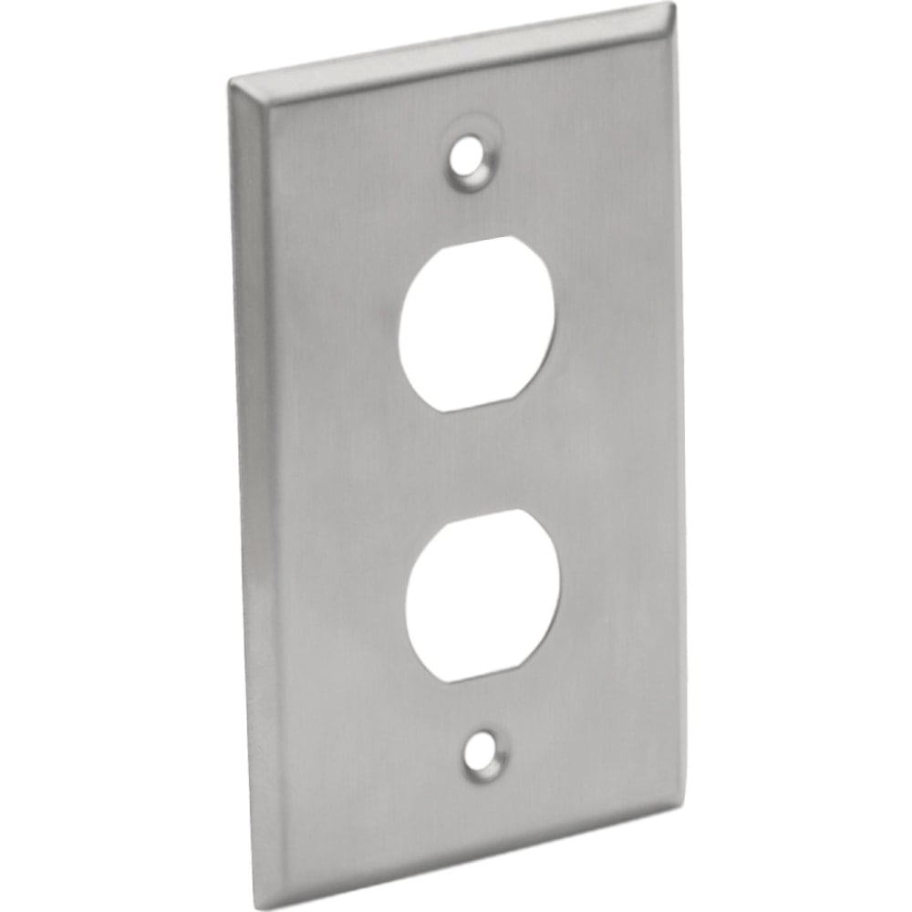 Eaton Tripp Lite Series RJ45 Bulkhead Wall Plate 2 Cutouts Industrial Metal Single Gang TAA - Faceplate - wall mountable - RJ-45 - silver - 2-gang - TAA Compliant (Min Order Qty 6) MPN:N206-FP02-IND