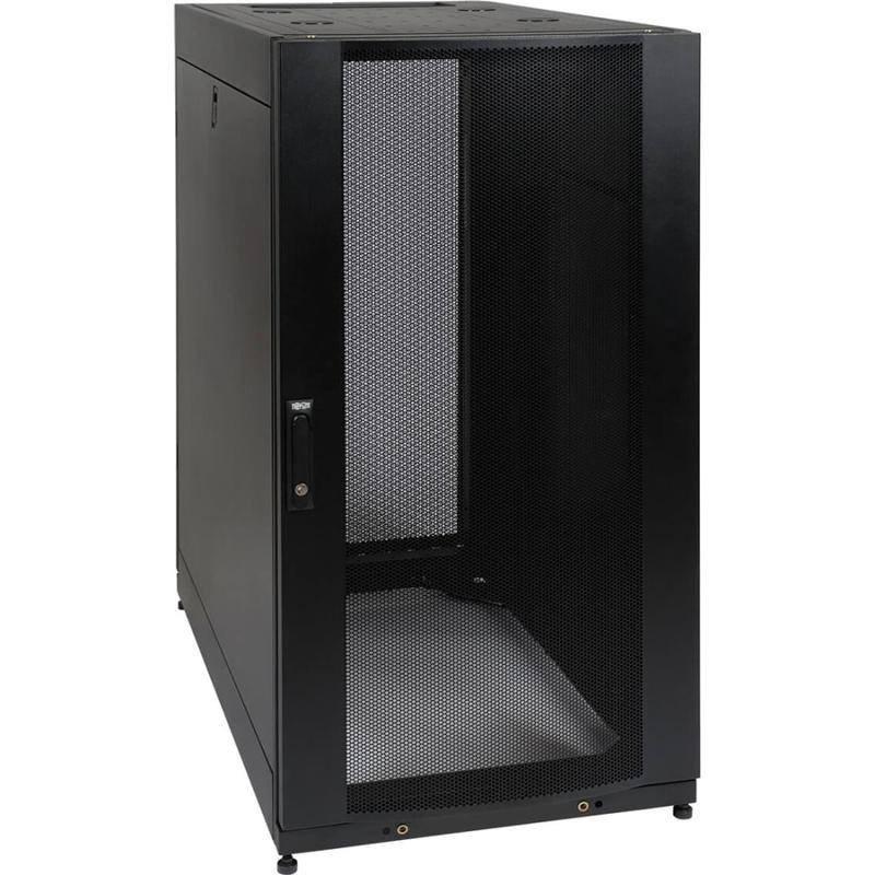 Tripp Lite 25U Rack Enclosure Server Cabinet Shock Pallet w/ Doors & Sides - Rack cabinet - black - 25U - 19in - with 1,250 lb. capacity shock pallet MPN:SR25UBSP1