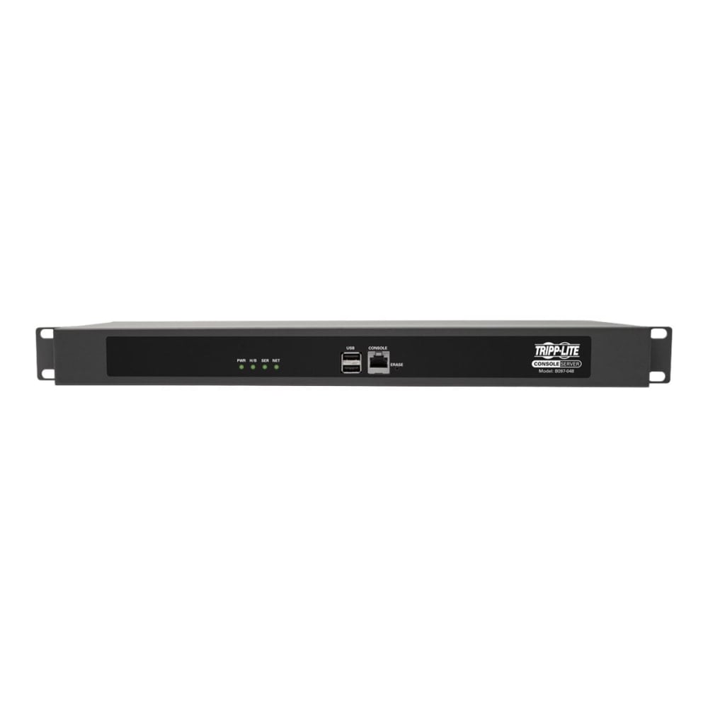 Eaton Tripp Lite Series 48-Port Serial Console Server, USB Ports (2) - Dual GbE NIC, 4 Gb Flash, Desktop/1U Rack, TAA - Console server - 48 ports - 1GbE, RS-232 - 1U - TAA Compliant MPN:B097-048