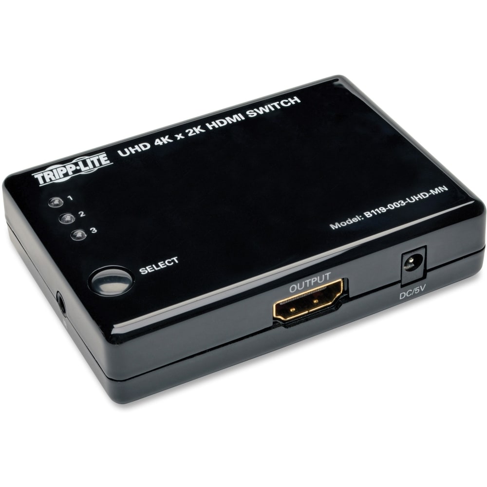 Eaton Tripp Lite series 3 Port HDMI Mini Switch for Video and Audio 4K x 2K UHD 30 Hz - Video/audio switch - 3 x HDMI - desktop (Min Order Qty 2) MPN:B119-003-UHD-MN