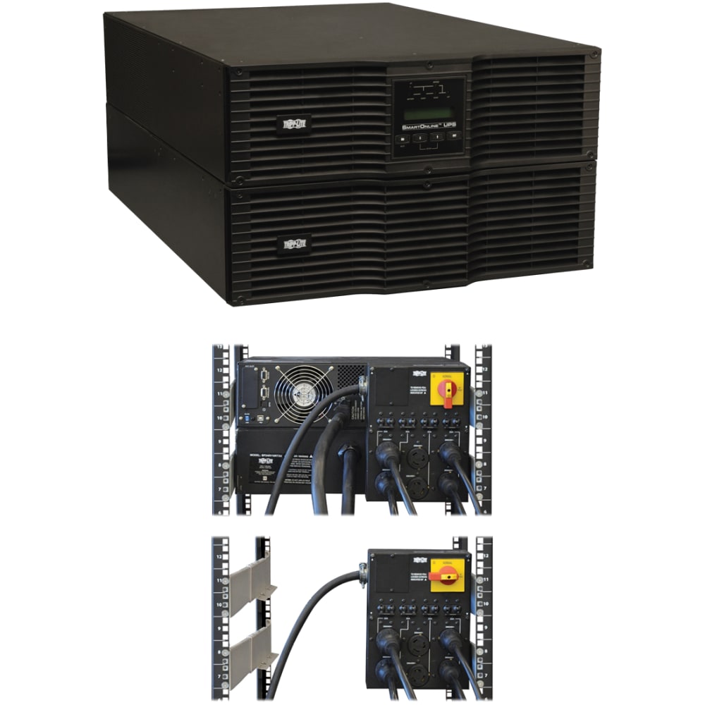 Tripp Lite UPS Smart Online 8000VA 7200W Rackmount 8kVA 200V-240V USB DB9 Manual Bypass Hot Swap 6URM - UPS - AC 200/208/220/230/240 V - 7.2 kW - 8000 VA - RS-232 - output connectors: 6 - 6U - 19in - attractive black MPN:SU8000RT3U