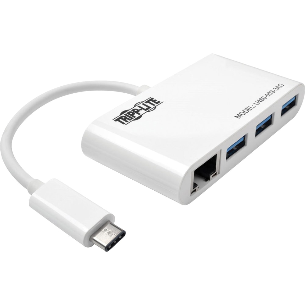 Eaton Tripp Lite series 3-Port USB-C to USB-A Hub Portable w/ Gigabit Ethernet Port RJ45 - Hub - 3 x USB 3.1 - desktop MPN:U460-003-3AG