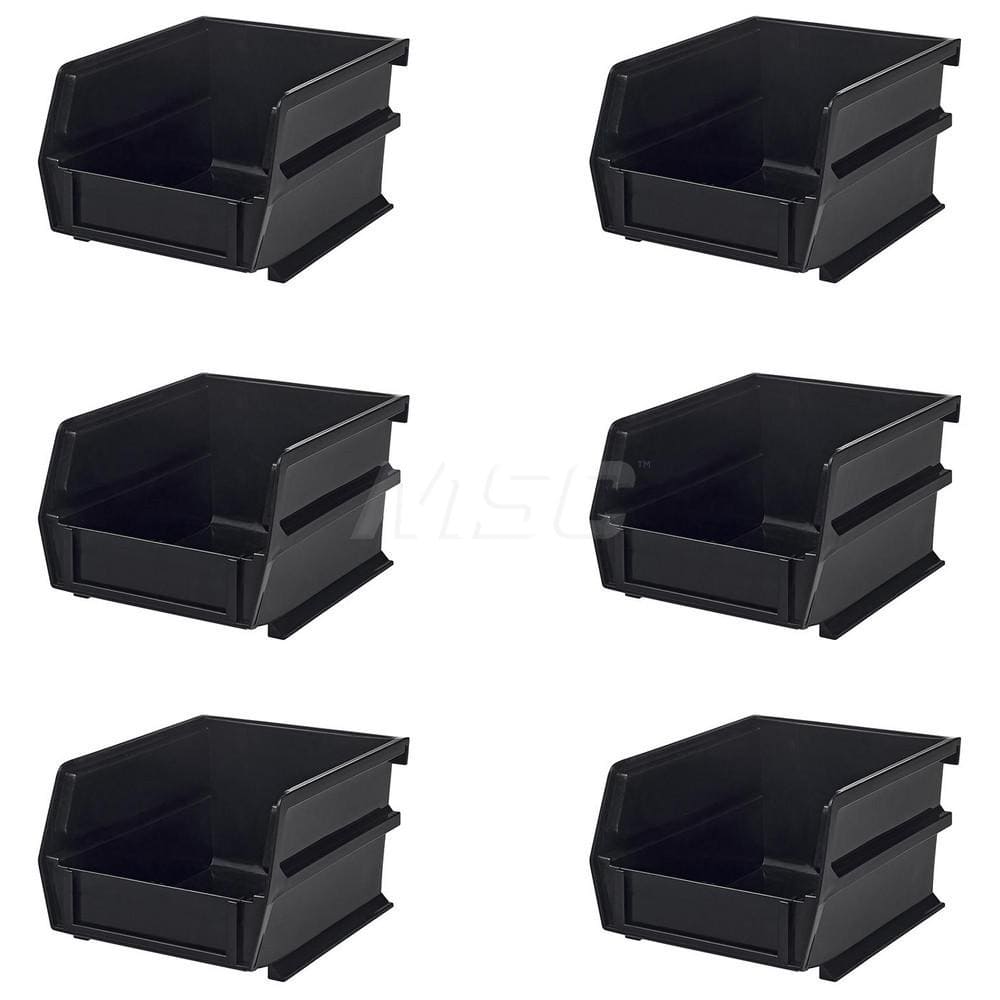 Plastic Hang, Stack & Nest Bin: Black, 4-3/4 x 2-13/16 x 3-9/16