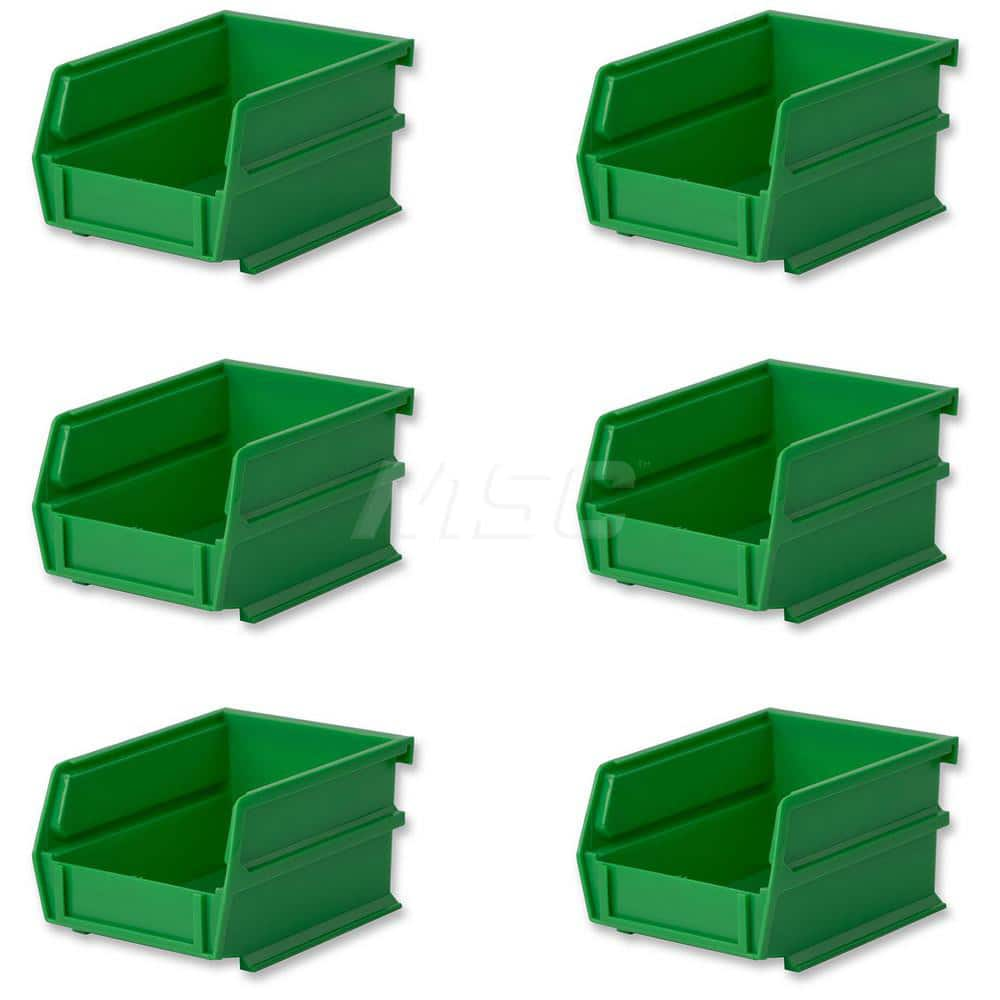 Plastic Hang, Stack & Nest Bin: Green, 4-3/4 x 2-13/16 x 3-9/16