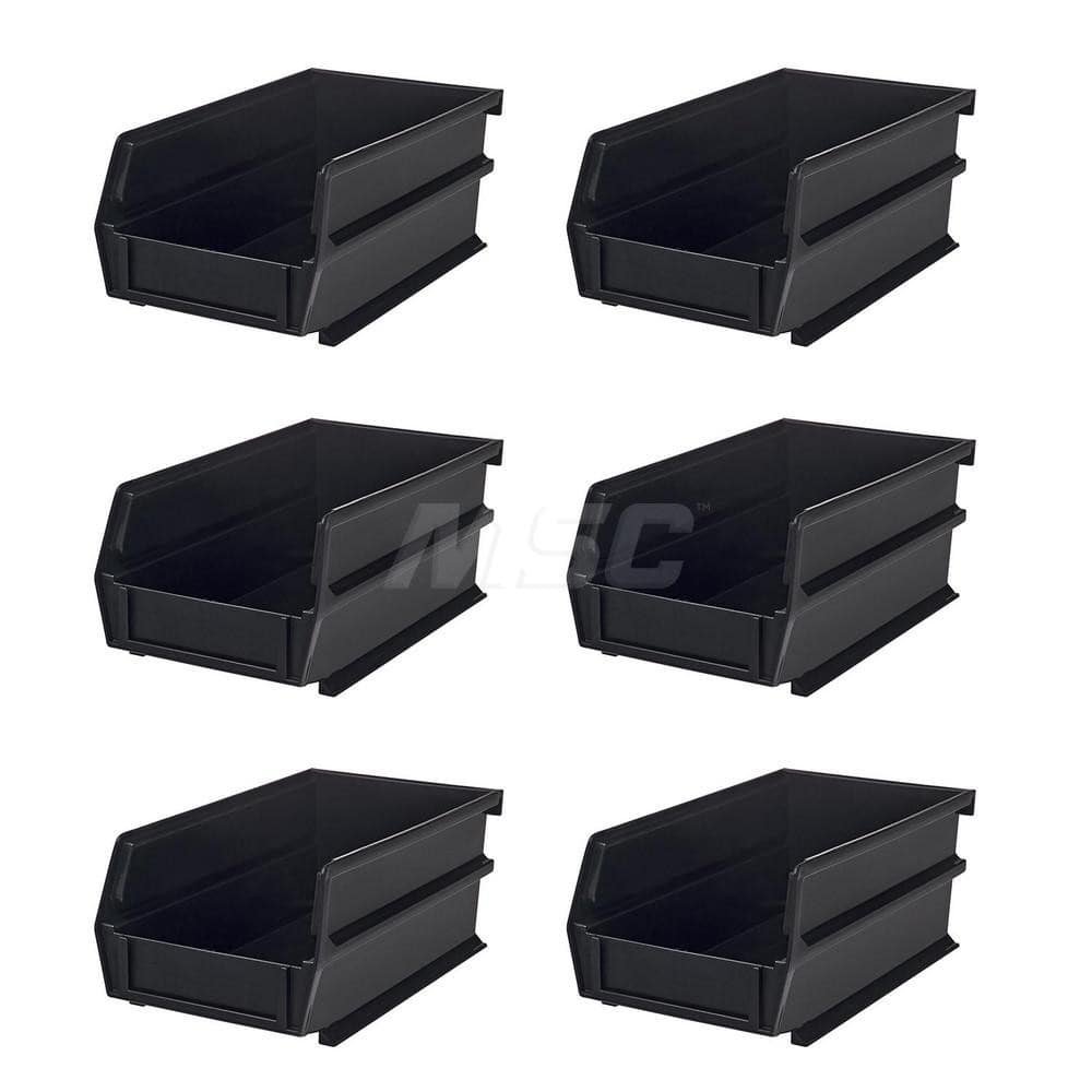 Plastic Hang, Stack & Nest Bin: Black, 6-3/4 x 2-13/16 x 3-9/16