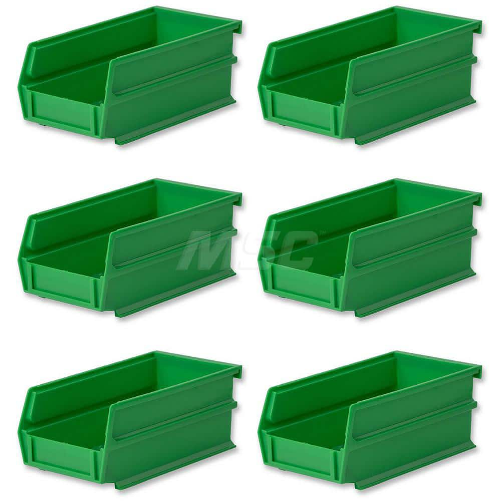 Plastic Hang, Stack & Nest Bin: Green, 6-3/4 x 2-13/16 x 3-9/16